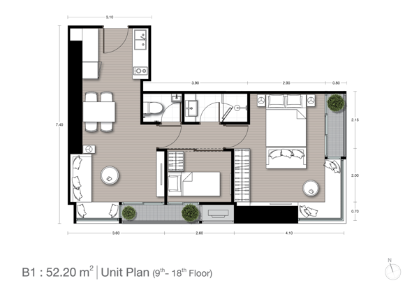 รูปภาพ 1 ห้องนอน คอนโด ในโครงการ Noble Form Thonglor เขตวัฒนา แขวงคลองเตยเหนือ C021194
